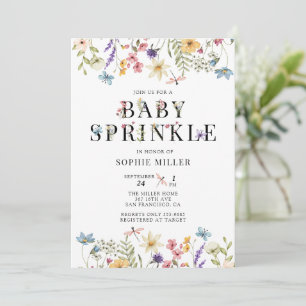 Convites Elegante Aquarela de Flor Silvestre Baby Sprink