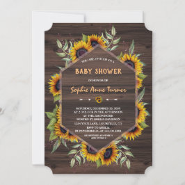 Convites Elegante Aquarela Girassóis Chá de fraldas de made