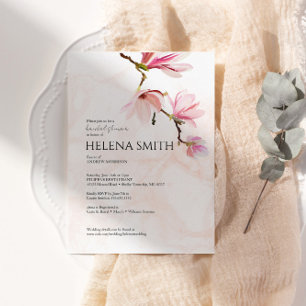 Convites Elegante Aquarela Magnolia Chá de panela