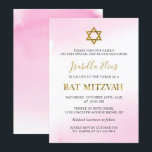 Convites Elegante Aquarela Pastel Rosa Dourado Bat Mitzvah<br><div class="desc">Convite para Bat Mitzvah Dourado Pink Pastel Watercolor Elegante</div>