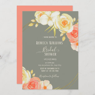 Convites Elegante Aquarela Rosa e Sage Verde floral