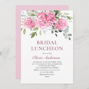Convites Elegante Aquarela Rosa Hydrangea BRIDAL LUNCHEON