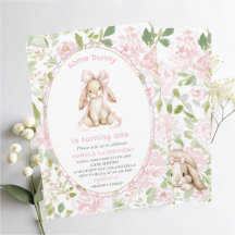 Elegante Aquarela Um 1º Aniversário algum coelho G