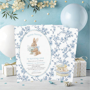 Convites Elegante Aquarela Um 1º Aniversário algum coelho G