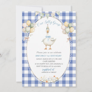 Convites Elegante Aquarela Um ganso de bobo de primeiro ani