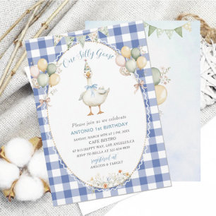 Convites Elegante Aquarela Um ganso de bobo de primeiro ani