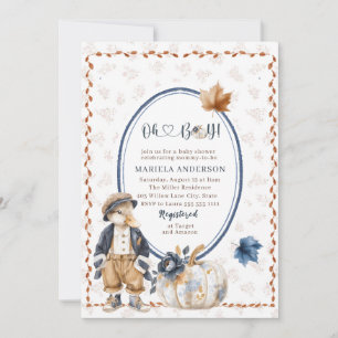 Convites Elegante Aquarela Um pequeno abóbora oh rapaz Beb