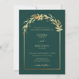 Convites Elegante Arca de Casamento de Folhagem do Ouro Ver