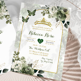 Convites Elegante Arch Boho Sage Green Quinceañera