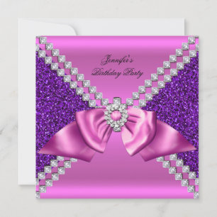 Convites Elegante Arco de Aniversário com Diamante Rosa Rox