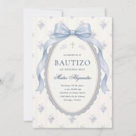 Convites Elegante Arco de Aquarela Azul Claro Toile Bautizo