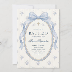 Convites Elegante Arco de Aquarela Azul Claro Toile Bautizo