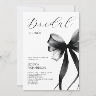 Convites Elegante Arco de Aquarela Preta com Letra Bridal S