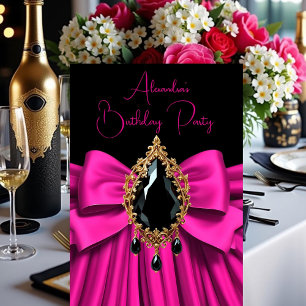 Convites Elegante Arco de Jóias Preto Dourado Rosa Choque d