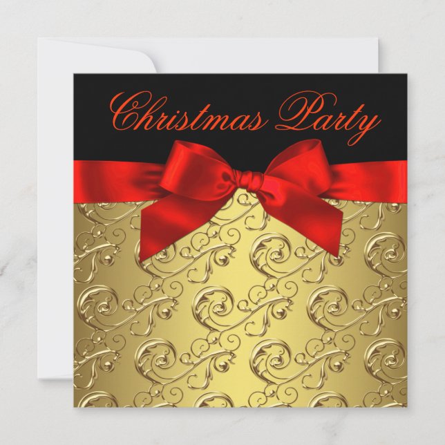 Convites Elegante Arco de Natal com Redemoinho Dourado Verm (Frente)