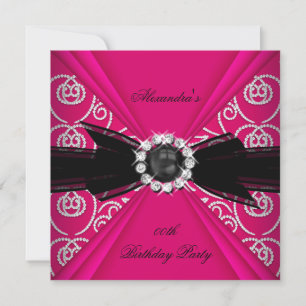Convites Elegante Arco de Pérola Rosa e Preta de Aniversári