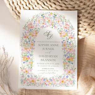 Convites Elegante Arco Floral Botânico Jardim Casamento