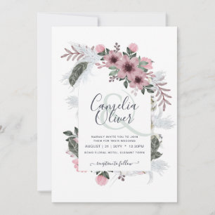 Convites Elegante Arco Floral de Rosa Poeirenta com E comer