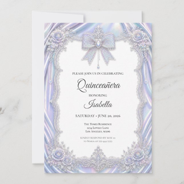 Convites Elegante Arco Íris Quinceañera (Frente)