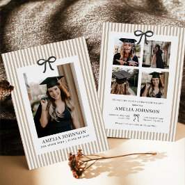 Convites Elegante Arco Neutro Listrado Foto Graduação