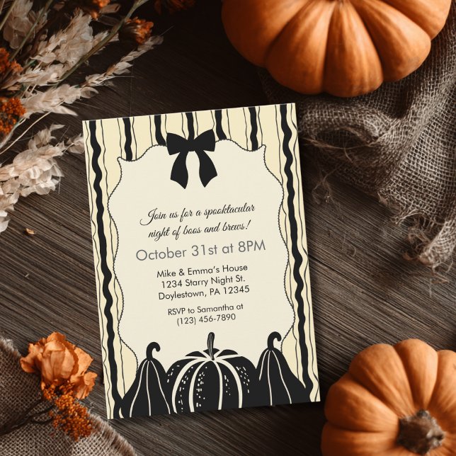 Convites Elegante Arco Pumpkins e Stripes Chic Halloween (Criador carregado)