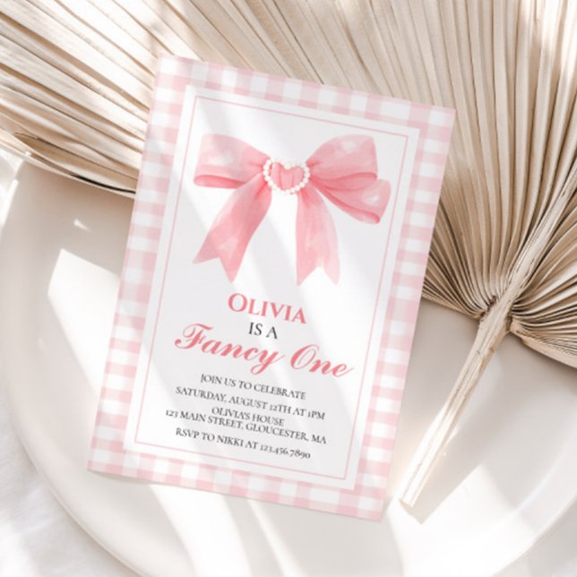 Convites Elegante Arco Rosa Fancy One Coquette 1º aniversár (Criador carregado)