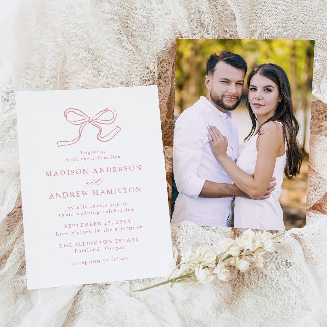 Convites Elegante Arco Rosa Foto Casamento (Criador carregado)