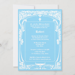 Convites Elegante Art Nouveau Baptism