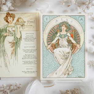 Convites Elegante Art Nouveau Janto Casamento Menu Mucha