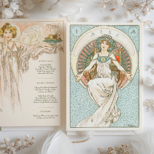 Convites Elegante Art Nouveau Janto Casamento Menu Mucha