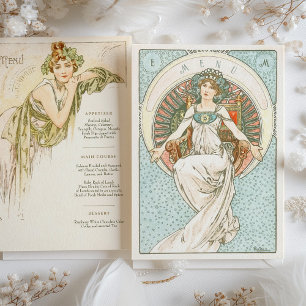 Convites Elegante Art Nouveau Janto Casamento Menu Mucha