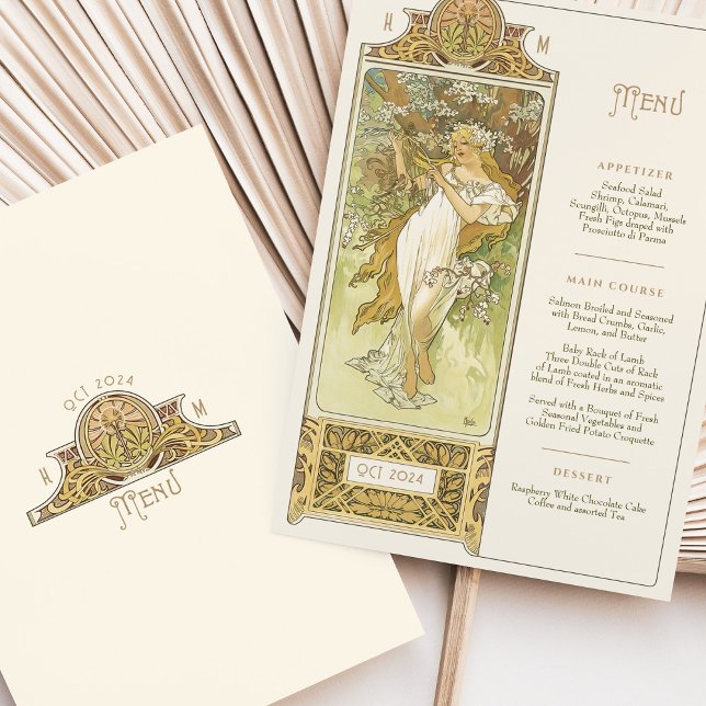 Convites Elegante Art Nouveau Janto Casamento Menu Mucha (Criador carregado)