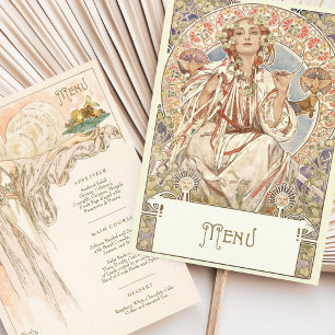 Convites Elegante Art Nouveau Janto Casamento Menu Mucha
