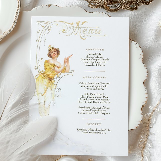 Convites Elegante Art Nouveau Janto Casamento Menu Mucha (Criador carregado)