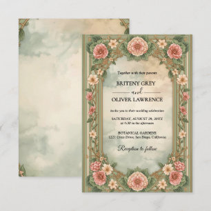 Convites Elegante Art Nouveau Mucha Vintage Floral Casament