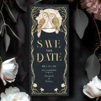 Elegante Art Nouveau Owls Salva a Data
