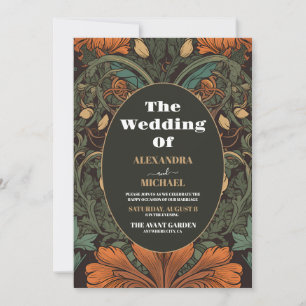 Convites Elegante Arte Floral Art Nouveau Casamento