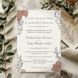 Convites Elegante Arte Floral Art Nouveau Casamento Formal