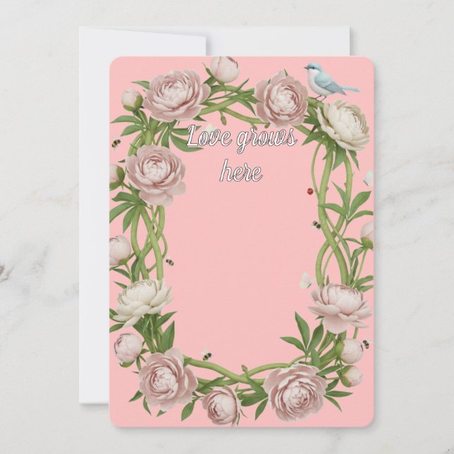 Convites Elegante Arte Floral Peony Grace (Frente)