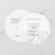Elegante Arte Linear Floral Preto e Branco Redondo