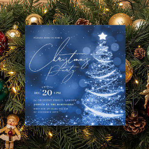 Convites ELEGANTE Árvore de Natal Azul-Marinho de Inverno F