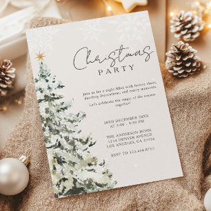Convites Elegante Árvore de Natal em Aquarela Festa de Nata