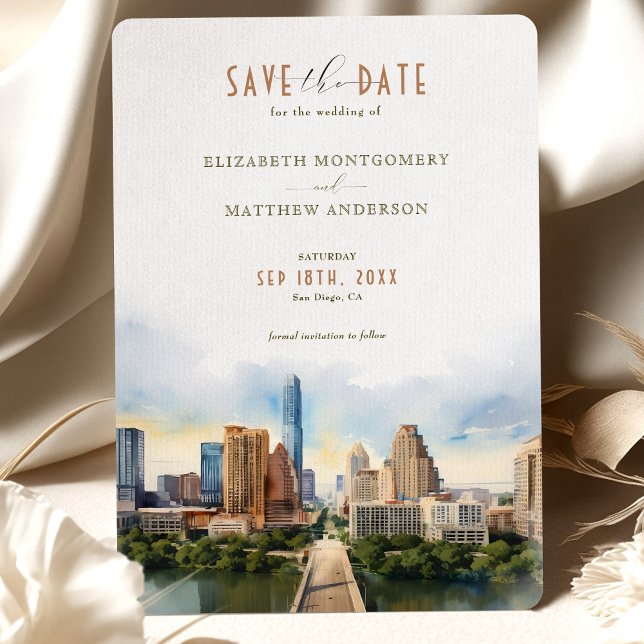 Convites Elegante Austin, Texas Save-the-Date (Criador carregado)