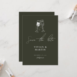 Convites Elegante Azeite Verde Salvar Data