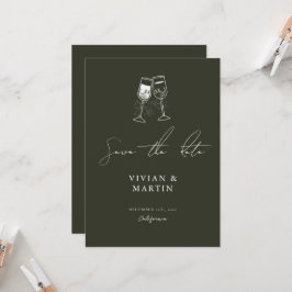 Convites Elegante azeitona verde Save The Date