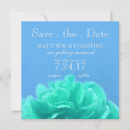 Convites Elegante Azul Aquamarino Floral Save The Date