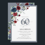 Convites Elegante Azul e Borgonha Floral 60º Aniversário<br><div class="desc">Mande cumprimentos ao seu 60º estilo com este belo convite de aniversário do Elegante Dusty Blue & Burgundy Floral 60º aniversário! Apresentando um belo buquê de flores azuis e burgundy empoeiradas e verde botânico, este cartão luxuoso define o tom perfeito para sua celebração especial. A elegante caligrafia escrita à mão...</div>