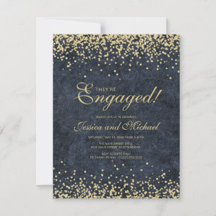 Convites Elegante Azul Marinho Dourado Brilho Casamento Noi