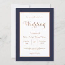 Elegante Azul Marinho e Branco Falso Casamento de 