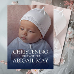 Convites Elegante Baby Christening Foto Minimalista